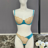 DIER Cross border New Foreign Trade Colored Lace Mesh Fun Set with Perspective Sexy Two Piece Set for Women