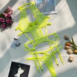 DIER AliExpress Amazon's popular European and American mesh splicing perspective slim fitting suspender fun 3-piece set