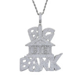 Cross border hip-hop new BG USD pendant, European and American Amazon trendy and fashionable men's diamond inlaid pendant necklace