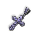 Cross border hip-hop new black gold purple cross zircon pendant Hiphop fashion trend men's necklace wholesale