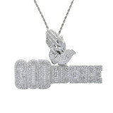 European and American hiphop new letter GOD FIDENCE pendant full of diamonds cross-border hip-hop men's necklaces wholesale