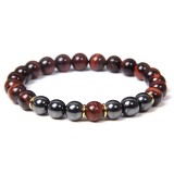 Wholesale of cross-border e-commerce 8MM tiger eye stone bracelets for couples, black magnet bracelets for men and women, natural stone beaded bracelets, wholesale