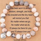 Amazon Hot Selling Pink Zebra Blue Gold Stone Powder Crystal White Turquoise Beaded Bracelet Love Peach Heart Pendant Beaded Bracelet