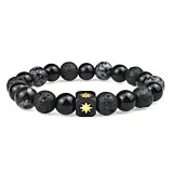 Cross border Hot Selling Natural Volcano Stone Handmade Beaded Yoga Energy Bracelet Snowflake Stone 10mm Hot Selling Bracelet Wholesale