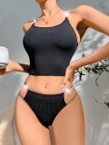 New foreign trade bra set, women's upper support, comfortable and breathable, with thin straps and half wrapped buttocks, women's underwear set in stock