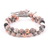Crystal Bracelet Amazon White Turquoise Bracelet Colorful Emperor Stone Double Layer Pink Zebra Magnet Essential Oil Bracelet
