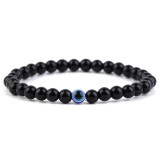Cross border new accessories 6mm black magnet obsidian black agate bracelet Türkiye Devil's Eye beaded bracelet