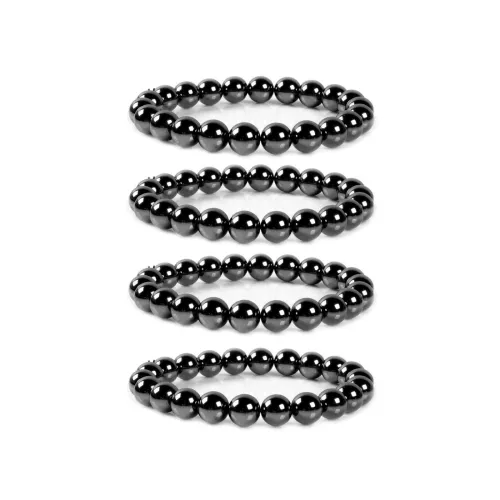 Wholesale of Health Jewelry Wholesale for Netizens and Same Style Black Gallstone Hematite Single Circle Ball Bracelets Terahertz Energy Stone Bracelets