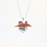 Amazon Cross border Foreign Trade Glass Ball Pendant Denim Hat Disco Mirror Ball Necklace European and American Creative Accessories
