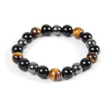 Cross border Amazon natural tiger eye stone double-layer woven bracelet natural stone bracelet powder crystal African pine amethyst