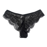 Cross border European and American sexy underwear for women, low waisted lace seductive half wrapped buttocks, pure cotton crotch, foreign trade knitted triangle pants for women
