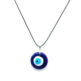Cross border Türkiye Blue Eye Devil's Eye Evil Eye Resin Multi color Eye Pendant Leather Rope Necklace Wholesale