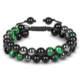 Tiger's Eye Stone Cat's Eye Green Pine Red Pattern Obsidian Green Ghost Bracelet Bracelet Hand Strand Natural Stone Weaving Men's and Women's Bracelet