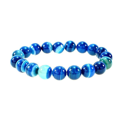 New creative 10mm blue agate blue crystal bracelet with blue stripe bracelet manufacturer wholesale source goods