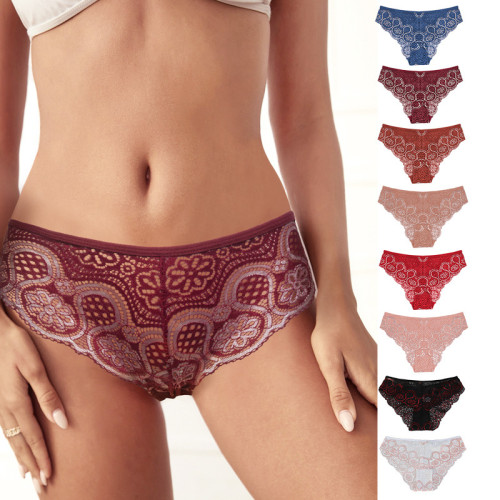 Cross border European and American lace underwear wholesale, foreign trade spot, belly tightening and hip lifting, mid waist women's underwear, large and multiple sizes