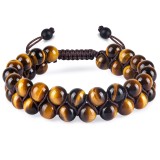 Tiger's Eye Stone Cat's Eye Green Pine Red Pattern Obsidian Green Ghost Bracelet Bracelet Hand Strand Natural Stone Weaving Men's and Women's Bracelet