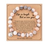 European and American Fashion Pink Zebra Love Pendant Bracelet Handmade Beaded Christmas Festival Gift Card Pink Zebra Bracelet