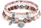 Cross border 3-piece set of crystal rose quartz bracelets, agate Shoushan stone elastic bracelets, men's and women's jewelry gifts
