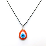 Cross border Türkiye Blue Eye Devil's Eye Evil Eye Resin Multi color Eye Pendant Leather Rope Necklace Wholesale