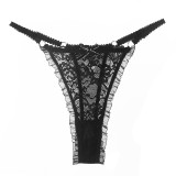 Lace thong in European and American sizes, transparent and seamless, sexy and spicy lace bow pattern embroidered low waisted underwear