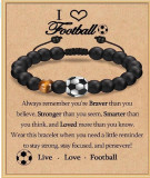 Football Beaded Bracelet to My Son Gift Black Matte Coach Football Bracelet Tiger Eye Baseball Bracelet