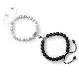 Amazon's best-selling frosted white turquoise couple bracelet, heart-shaped magnetic attraction crystal natural stone men's and women's bracelet set