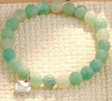 Amazon Hot Selling Pink Zebra Blue Gold Stone Powder Crystal White Turquoise Beaded Bracelet Love Peach Heart Pendant Beaded Bracelet