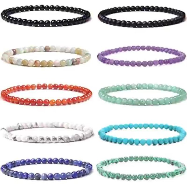 Amazon Cross border Hot selling Bead String 4mm Natural Stone Beads Charming Women's Bracelet Foreign Trade Bracelet Couple Bracelet