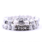 Hot selling stone bracelet for foreign trade, unisex light luxury alloy accessory bracelet for men and women, double row two loop owl bracelet