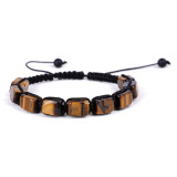 Rectangular Stone Yoga Bracelet White Crystal Green Dongling Purple Crystal Weaving Colorful Bracelet Cross border Exclusive Jewelry