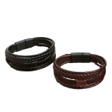 Cross border popular matte magnetic buckle bracelet from Europe and America, creative multi-layer men's cowhide bracelet woven leather bracelet