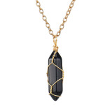 Amazon's best-selling handmade twisted natural stone crystal agate hexagonal pendant necklace manufacturer wholesale N591