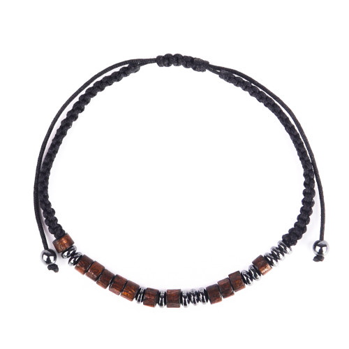 Hot selling woven bracelet, magnetic stone, black iron stone, partition wood, magnetic stone beads, nylon braided rope bracelet, Moss code bracelet