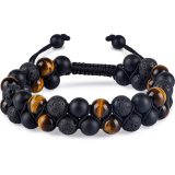 Tiger's Eye Stone Cat's Eye Green Pine Red Pattern Obsidian Green Ghost Bracelet Bracelet Hand Strand Natural Stone Weaving Men's and Women's Bracelet