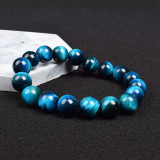 European and American cross-border hot selling premium natural stone sky blue tiger eye stone bracelet tiger eye stone bead single loop bracelet wholesale