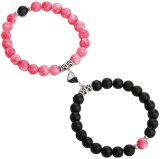 Cross border hot selling frosted white turquoise couple bracelet with heart-shaped magnetic attraction crystal bracelet, natural stone men's and women's accessories