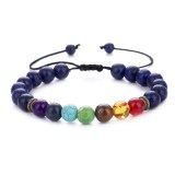 Cross border Foreign Trade Colorful Stone Bracelet Blue Gold Stone Wheel Tiger Eye Adjustable Woven Yoga Wheel Bracelet Beaded Bracelet