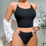 New foreign trade bra set, women's upper support, comfortable and breathable, with thin straps and half wrapped buttocks, women's underwear set in stock