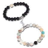Cross border hot selling frosted white turquoise couple bracelet with heart-shaped magnetic attraction crystal bracelet, natural stone men's and women's accessories