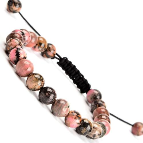Hot selling colorful pink crystal woven bracelet, natural agate adjustable woven bracelet, beaded rope woven bracelet