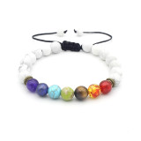 Cross border Foreign Trade Colorful Stone Bracelet Blue Gold Stone Wheel Tiger Eye Adjustable Woven Yoga Wheel Bracelet Beaded Bracelet