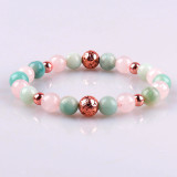 Crystal Bracelet Amazon White Turquoise Bracelet Colorful Emperor Stone Double Layer Pink Zebra Magnet Essential Oil Bracelet