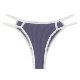 Cross border New Underwear Women's Knitted Pure Cotton Crotch with Double Fine Ribbon Design Sexy French Foreign Trade Traceless Triangle Pants