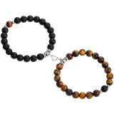 Cross border hot selling frosted white turquoise couple bracelet with heart-shaped magnetic attraction crystal bracelet, natural stone men's and women's accessories