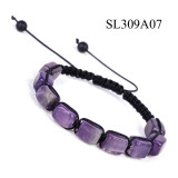 Rectangular Stone Yoga Bracelet White Crystal Green Dongling Purple Crystal Weaving Colorful Bracelet Cross border Exclusive Jewelry