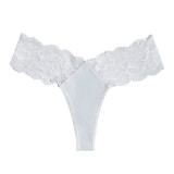 European and American women's thong sexy perspective mid waist women's underwear hollowed out lace women's underwear