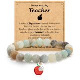 Teacher Bracelet Teacher's Day Gift Bracelet Red Pattern Stone Powder Crystal Handwoven Apple Set Diamond Pendant Bracelet