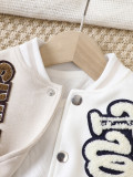 Children's jacket, baseball jacket, spring and autumn jacket, letter teddy bear embroidered single breasted fashionable cartoon baby jacket trend