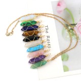 Amazon's best-selling handmade twisted natural stone crystal agate hexagonal pendant necklace manufacturer wholesale N591
