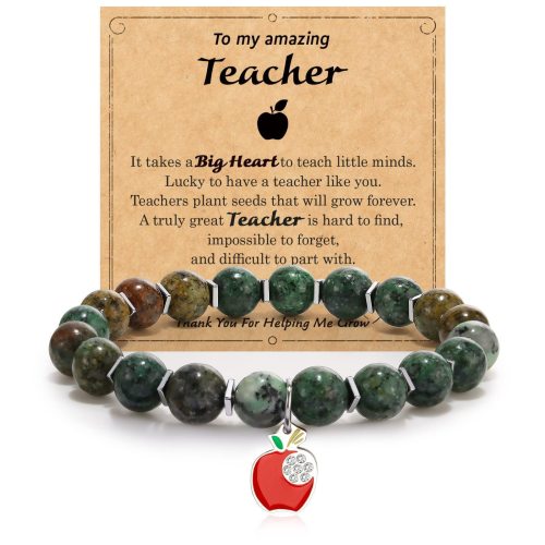 Teacher Bracelet Teacher's Day Gift Bracelet Red Pattern Stone Powder Crystal Handwoven Apple Set Diamond Pendant Bracelet
